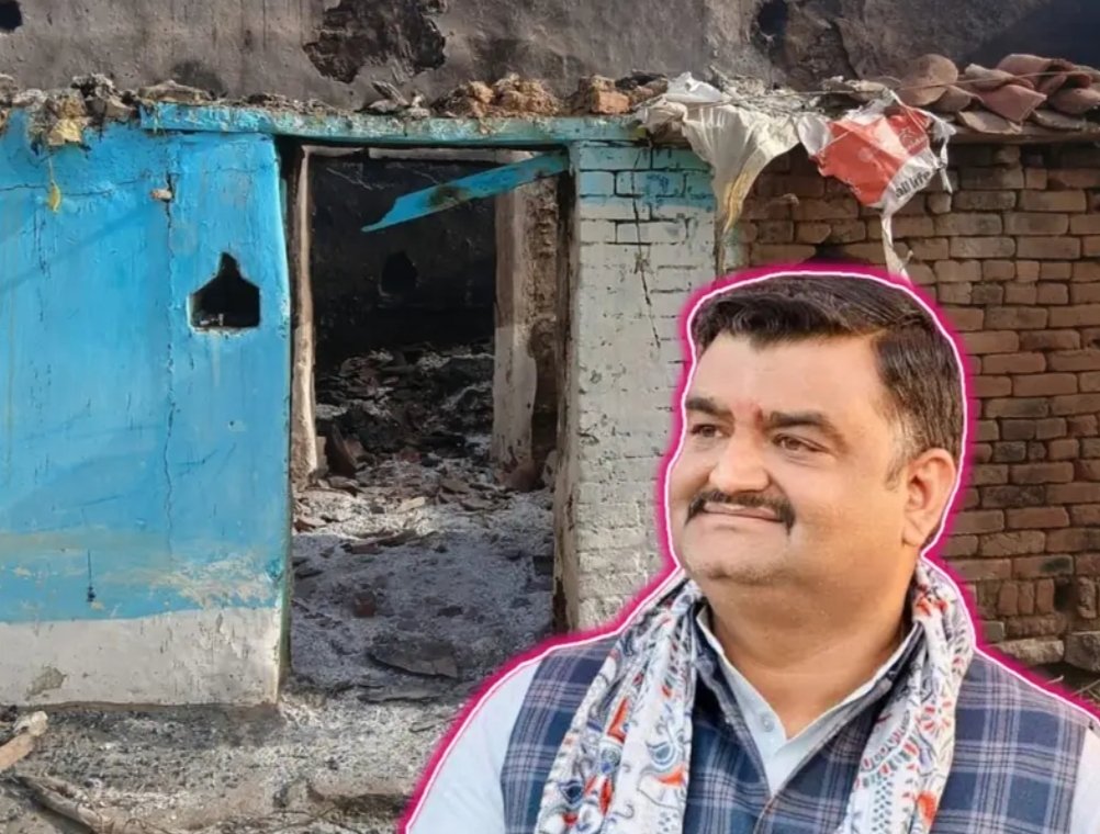 शॉर्ट सर्किट के बाद फटा गैस सिलेंडर,मकान क्षतिग्रस्त क़े साथ गृहस्थी का सामान जलकर खाक