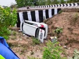 सिहोरा में श्रद्धालुओं की कार पुल के नीचे गिरी 11 घायल