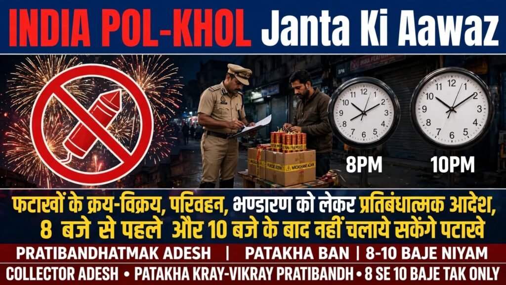 फटाखों के क्रय-विक्रय,परिवहन,भण्डारण को लेकर प्रतिबंधात्मक आदेश