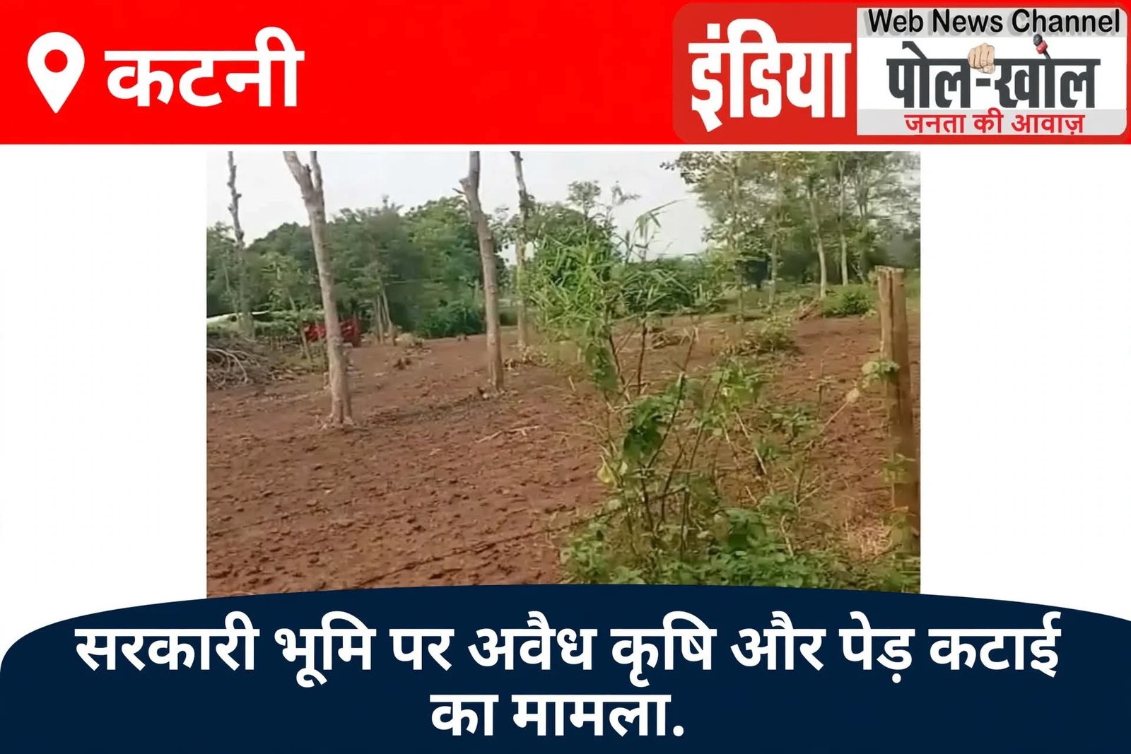 सरकारी भूमि पर कब्जा कर कृषि कार्य करने हजारों हरे भरे पेड़ -पौधो की कर दी गईं कटाई