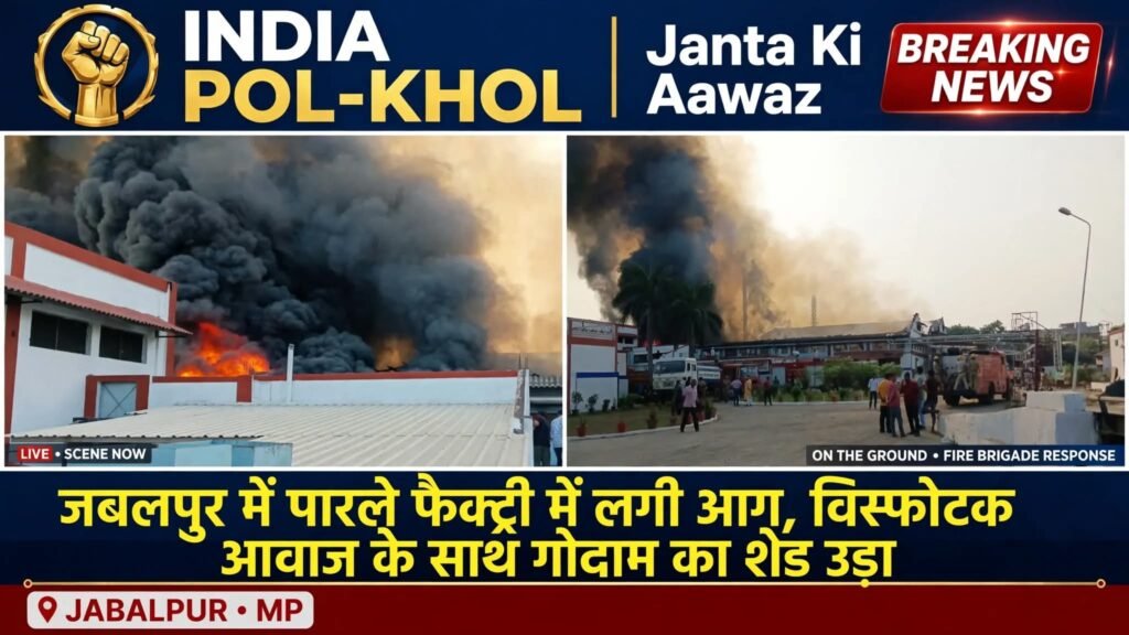 जबलपुर में पारले फेक्ट्री में लगी आग,विस्फोटक आवाज के साथ गोदाम का शेड उड़ा