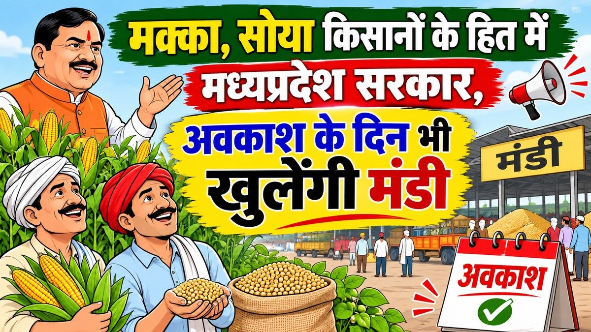 मक्का, सोया किसानों के हित में मध्यप्रदेश सरकार,अवकाश के दिन भी खुलेंगी मंडी
